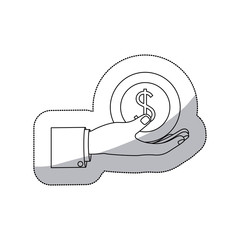 Hand with coin icon vector illustration graphic design