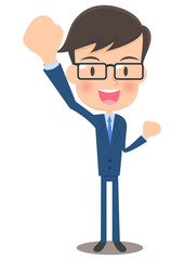 男性会社員　ガッツポーズ