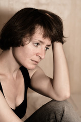 Fototapeta premium Portrait of the girl in depression. Bad mood. 