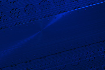 Rectangular metal plate with rivets on circular grille backgroun