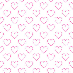 Seamless vector pattern with chalk drawn hearts.