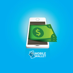 vector digital mobile wallet vector concept icon.