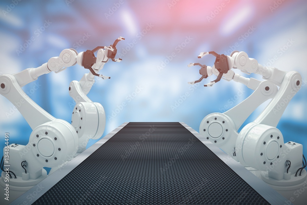 Poster Composite image of high angle view of robot hand 3d