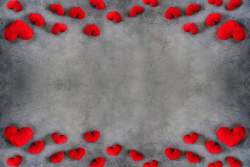 Valentine's Day - red hearts on a gray background © dominikab