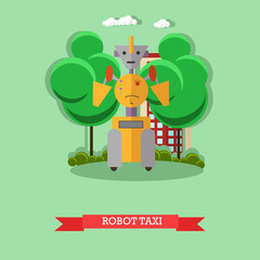 Vector illustration of robot taxi, flat design