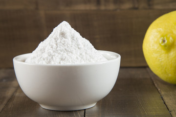 Lemon and baking soda in bowl