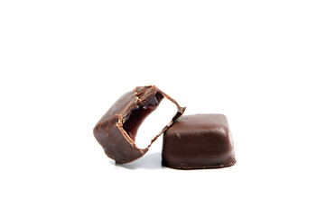 Chocolate candy with  isolated on white background.