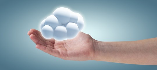 Composite image of cropped hand of woman offering 3d