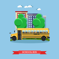 Vector illustration of school bus in flat style
