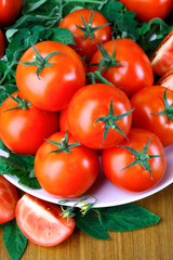 Many red cherry fresh tomatoes