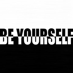 Slogan: Be yourself. Grunge design. T-shirt graphics or poster, banner, print, flyer, postcard. Vector illustration.
