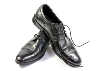 Male black shoes isolated on white