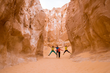 Tourists in White canyon, Sinai, Egypt