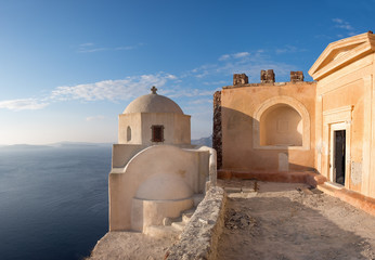 Byzantine Castle Ruins in Oia village, Santorini, Greece