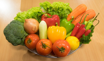Vegetable in  Basket on table.