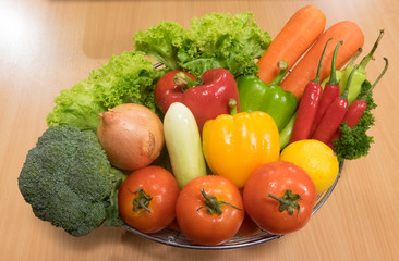 Vegetable in  Basket on table.