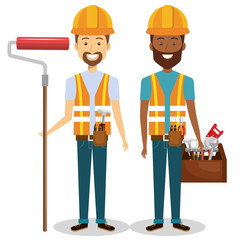 builders group avatars characters vector illustration design