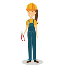 female builder avatar character vector illustration design