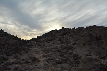 Fantastic Mountain and Rocks In Sahara Desert in North Africa Like a Mars Landscape or Panorama of Other World