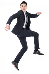 Asian businessman jump