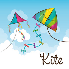 kite flying in the sky vector illustration design