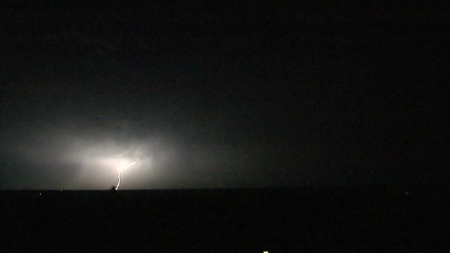 Distant Night Lightning Strike on Plains