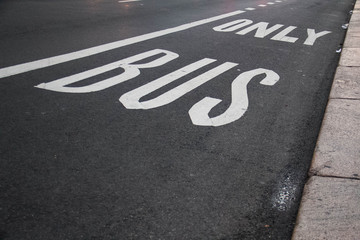 Only bus symbol on the road in perspective view