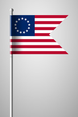 American Betsy Ross Flag. National Flag on Flagpole