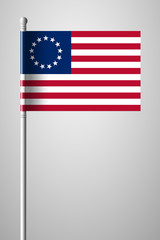 American Betsy Ross Flag. National Flag on Flagpole