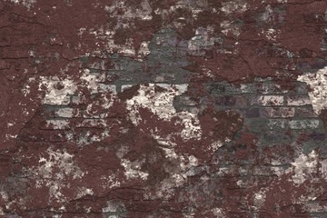 Texture of plastered brick walls, painted brown.