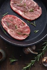 Pork steak with rosemary, garlic and pepper