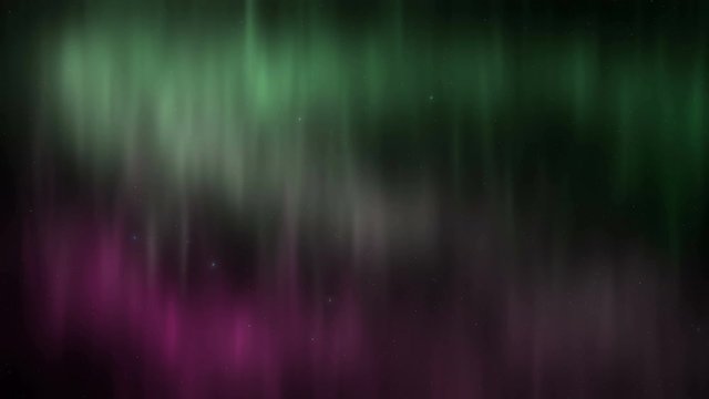 Northern Lights aurora Borealison a background of the starry sky. Green and red. 4k.