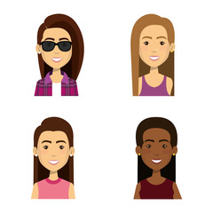 young people group avatars characters vector illustration design