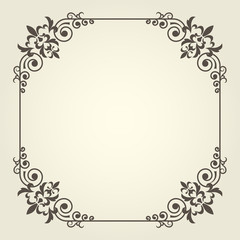 Art nouveau square frame with ornate curly corners