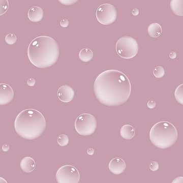 Pink bubbles seamless vector pattern. Bath time themed surface