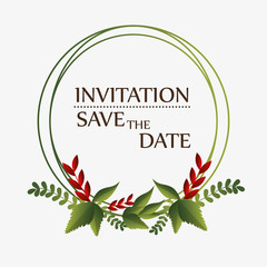 floral invitation save the date vector illustration design