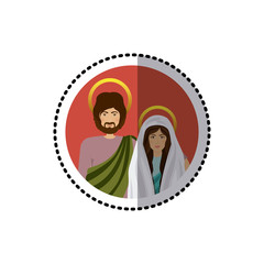 Virgin mary and joseph icon vector illustration graphic design