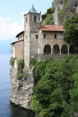 Fototapeta na wymiar Historic Abbey Santa Caterina del Sasso at the Lake Maggiore in Italy