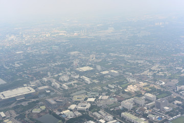 Window seat on airplane overlooking