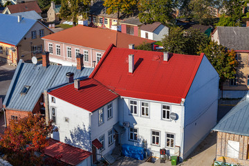 Nice red roofs of small old town Haapsalu, Estonia