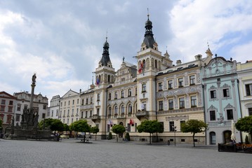 Fototapeta premium Architecture from Pardubice and cloudy sky