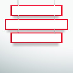 Vector 3d Blank Red 3 Line Title Banners Hanging Design