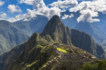 Crédence de cuisine en verre imprimé Machu Picchu Peru, Andes, Urubamba Valley, Machu Picchu with mountain Huayna Picchu