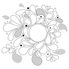 Vector black and white abstract floral background.