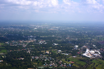 Window seat on airplane overlooking