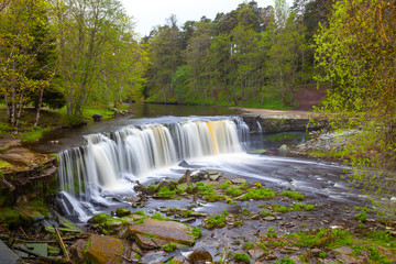 Keila waterfall in Estonia. Spring time. Long exposure.