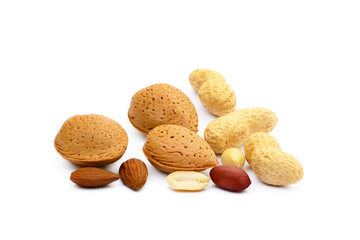 Mixed nuts isolated on white background