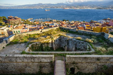 Naklejka premium Round bastion of medieval castle in Milazzo, Sicily