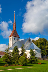 Fototapeta na wymiar St. Trinity Church in Rakvere, Estonia. Green summer time