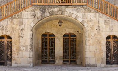 Fototapeta na wymiar Wooden Doors Lebanese Palace Architectural Detail